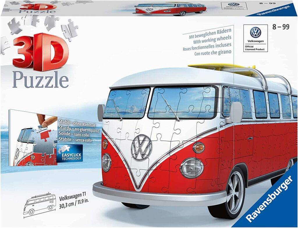 3D Puzzle für Erwachsene und Kinder ab 10 Jahren, VW Bulli Modellauto, Modellbau ganz ohne Kleber