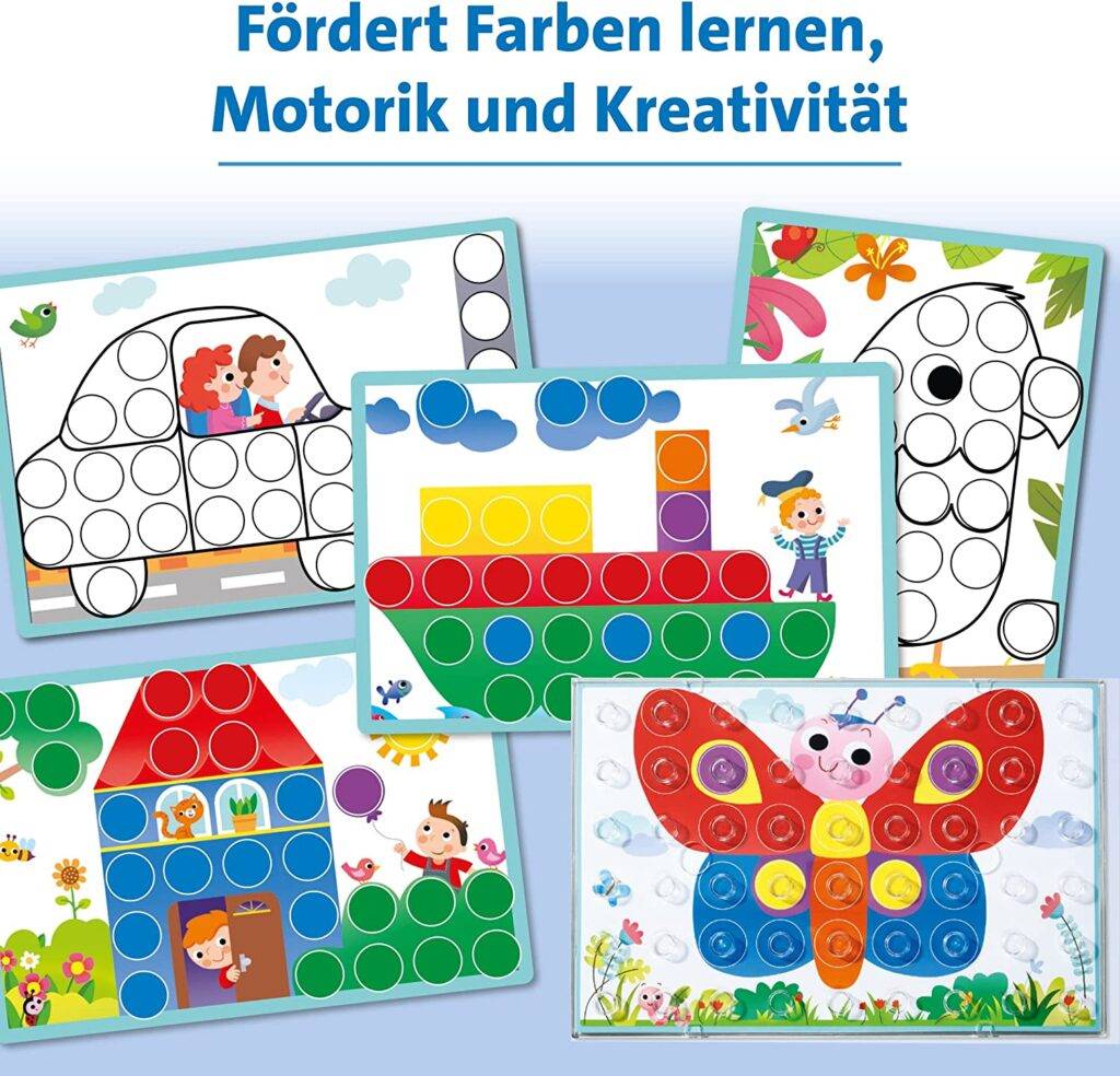 Kinderspiel zum Farbenlernen, Mosaik Steckspiel, Spielzeug ab 2 Jahre