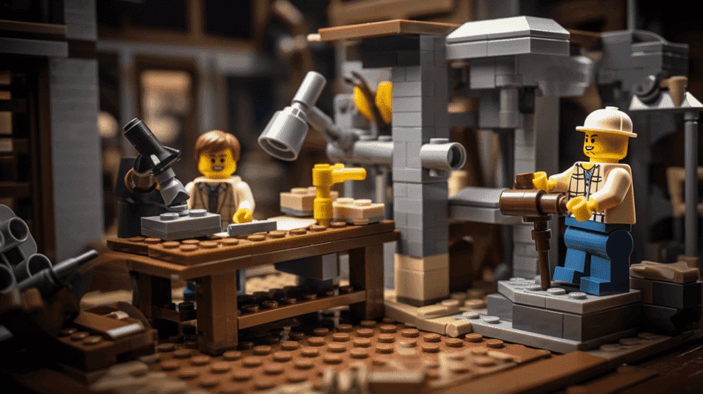 Ein Bild, das die Geburtsstunde von Lego im Jahr 1932 festhält, zeigt einen Tischler namens Ole Kirk Christiansen, der in seiner Werkstatt Holzspielzeug herstellt und damit den Grundstein für die kultigen Plastikbausteine legt, die wir heute kennen.