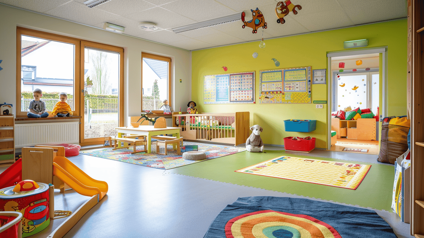 Kinderzimmer mit strukturierter Ordnung und kreativem Chaos, um die Bedeutung von Struktur und Freiheit in der Kindesentwicklung zu betonen.